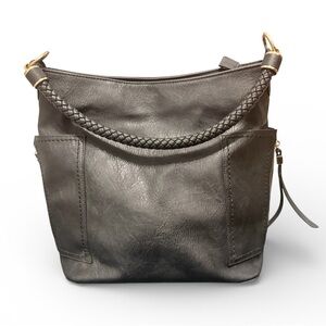 Miztique Grace Black Vegan Leather Braided Handle Hobo Bag Boho Chic